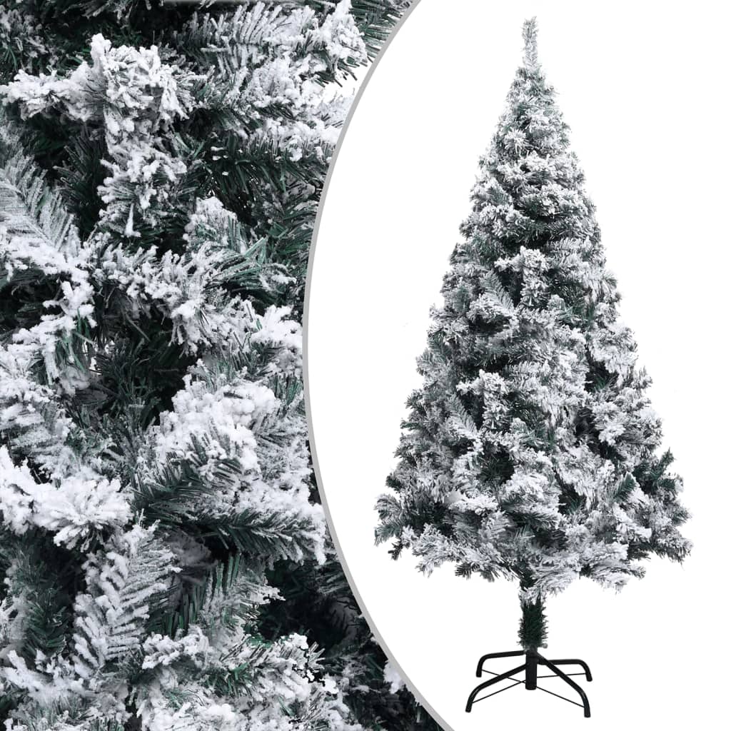 vidaXL Árvore Natal artificial pré-iluminada c/flocos neve 180cm verde