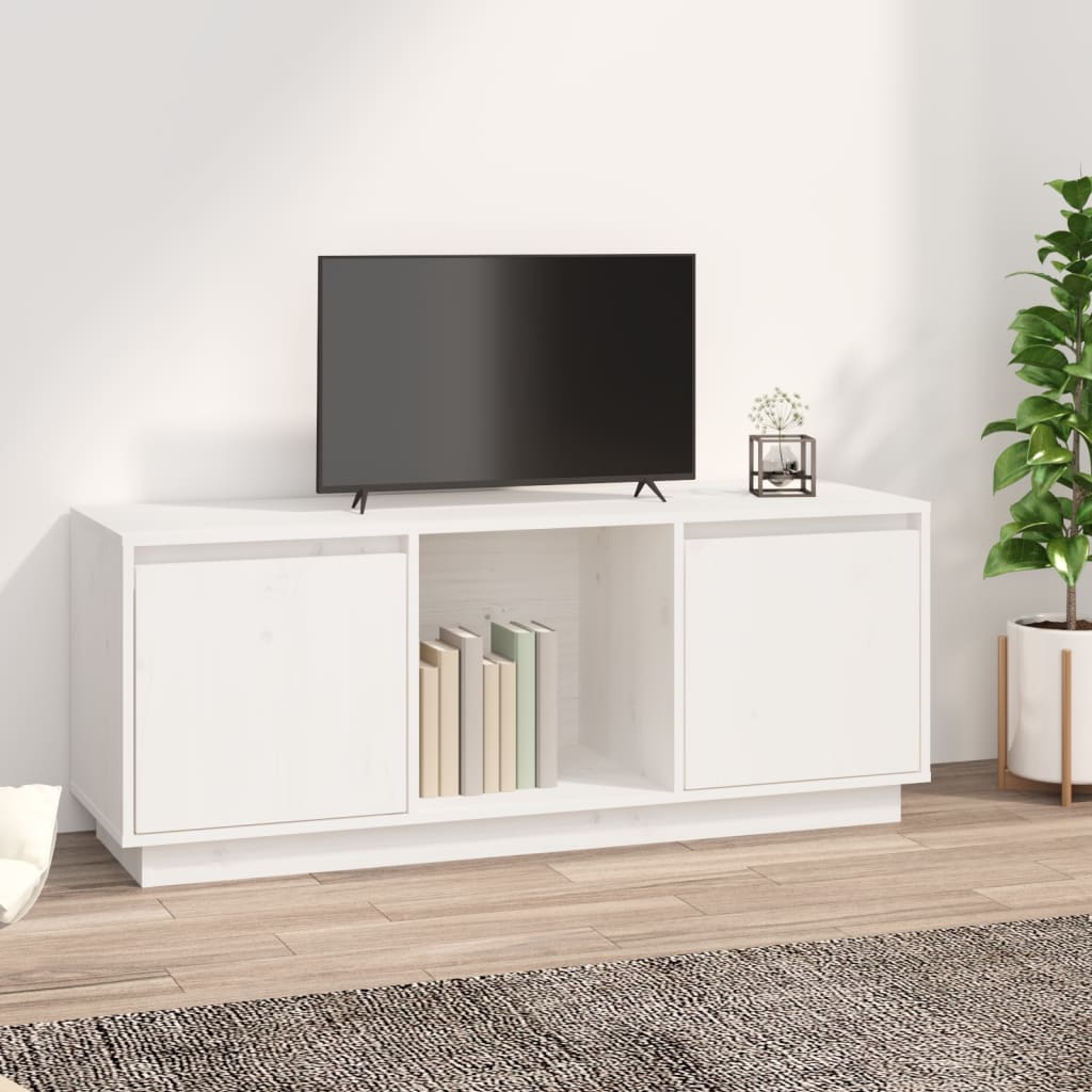 vidaXL Móvel de TV 110,5x35x44 cm madeira de pinho maciça branco