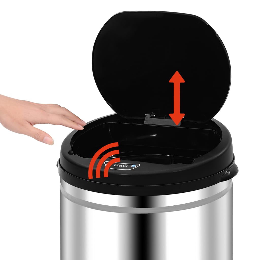 vidaXL Caixote do lixo com sensor automático 50 L aço inoxidável