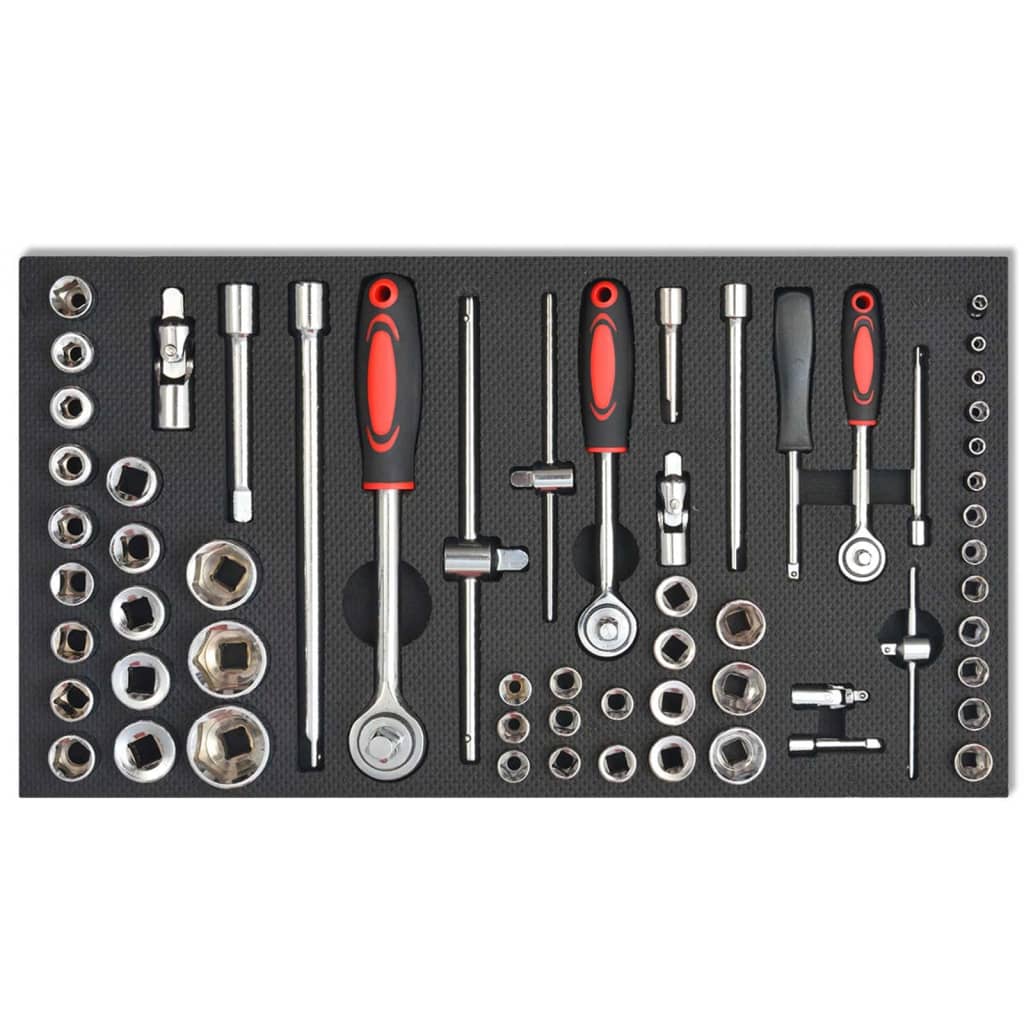 vidaXL Carro de ferramentas oficina com 1125 ferramentas aço vermelho