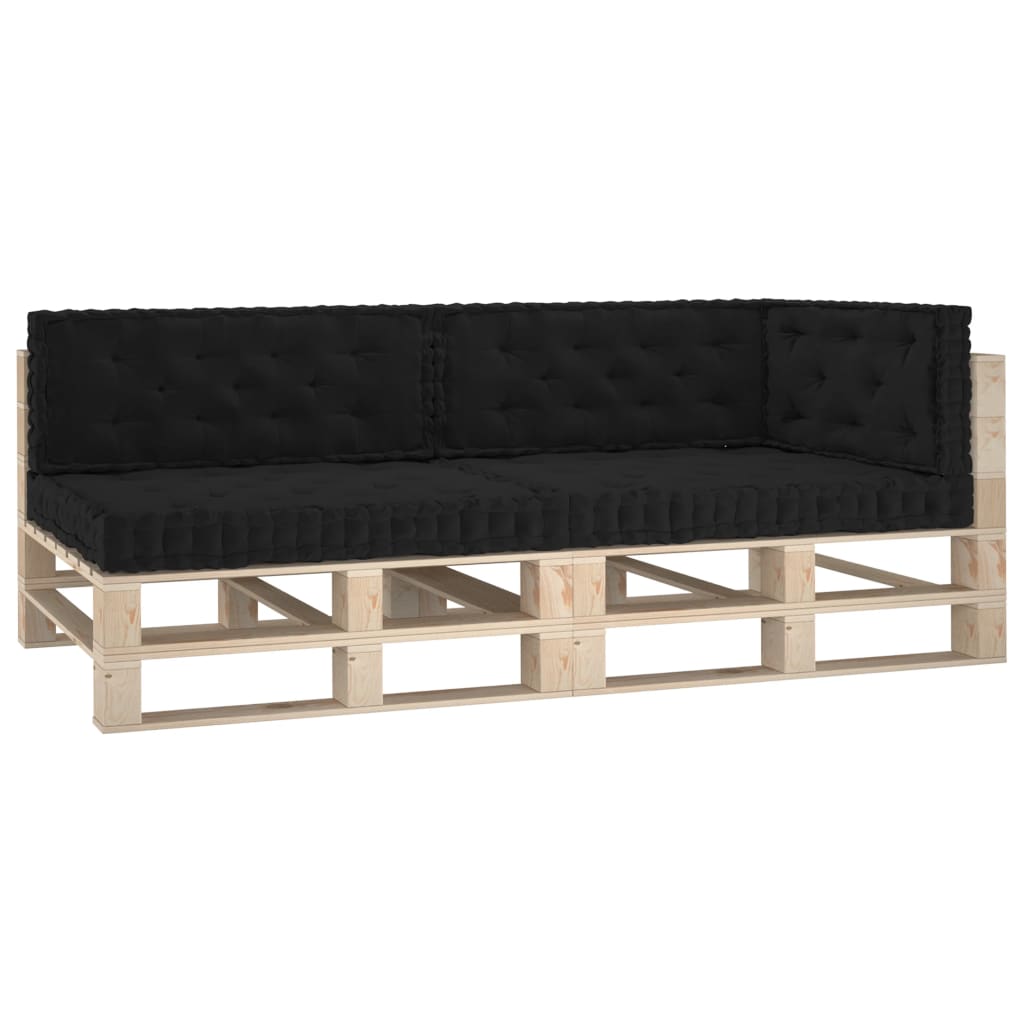 vidaXL Almofadões para sofá de paletes 5 pcs algodão preto