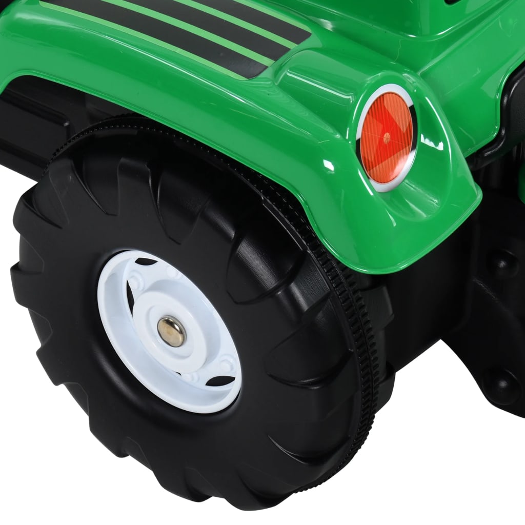 vidaXL Trator de pedais infantil com reboque/carregadora verde/preto