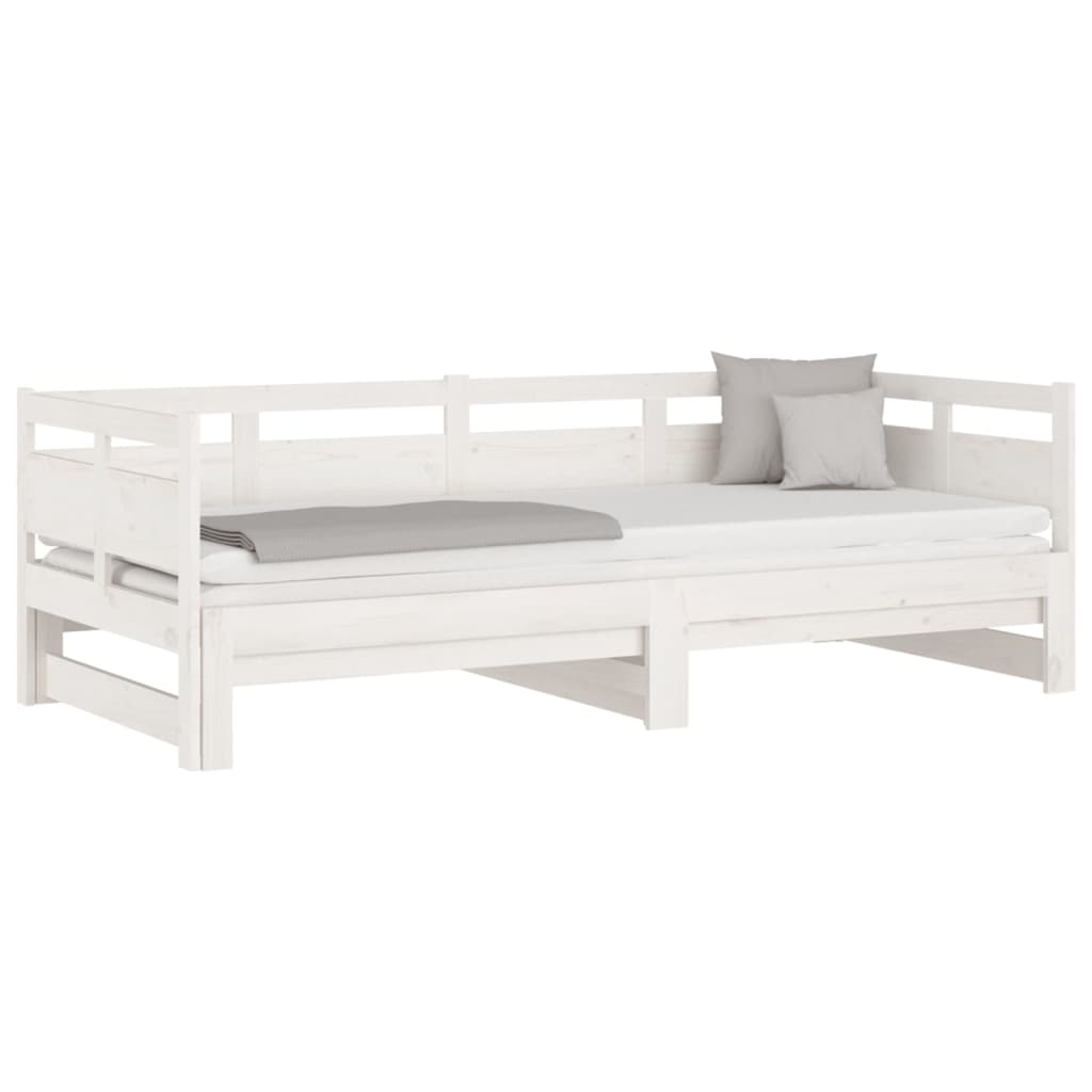 vidaXL Estrutura sofá-cama de puxar 2x(80x200) cm pinho maciço branco