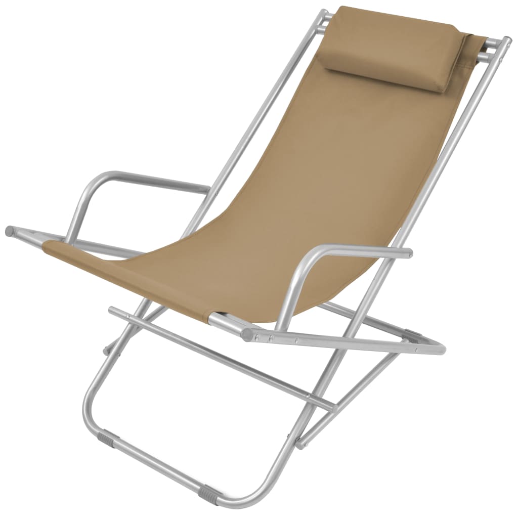 vidaXL Cadeiras de jardim reclináveis 2 pcs aço cinzento-acastanhado