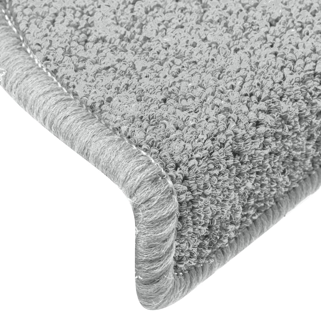 vidaXL Tapete/carpete para degraus 15 pcs 65x24x4cm cinzento-claro