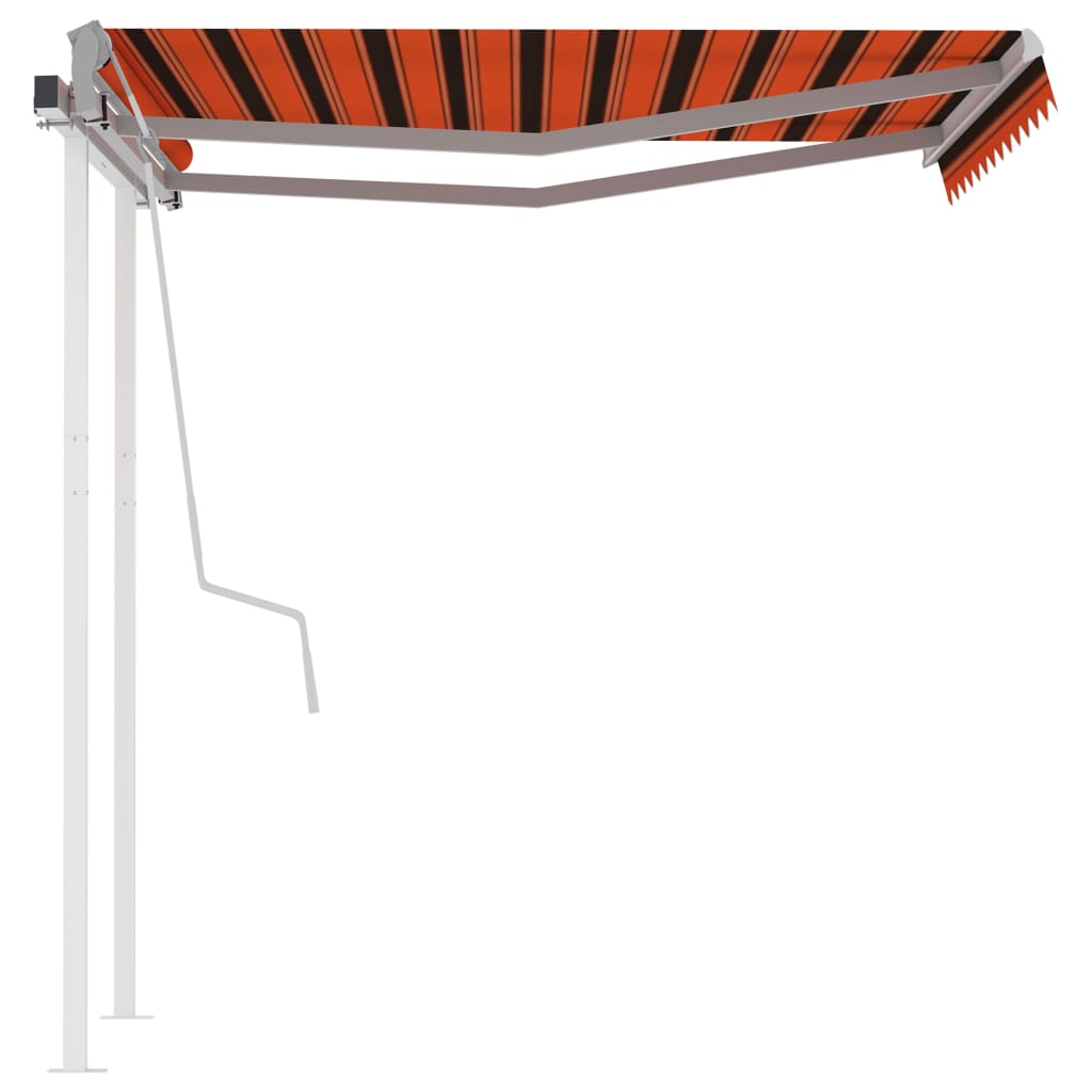 vidaXL Toldo retrátil manual com postes 3x2,5 m laranja e castanho