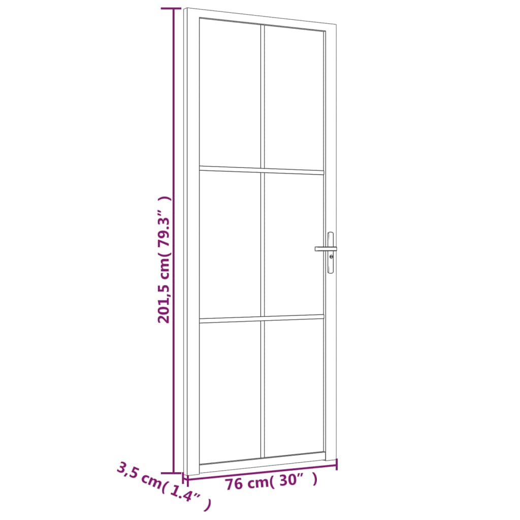 vidaXL Porta de interior 76x201,5 cm vidro fosco e alumínio branco