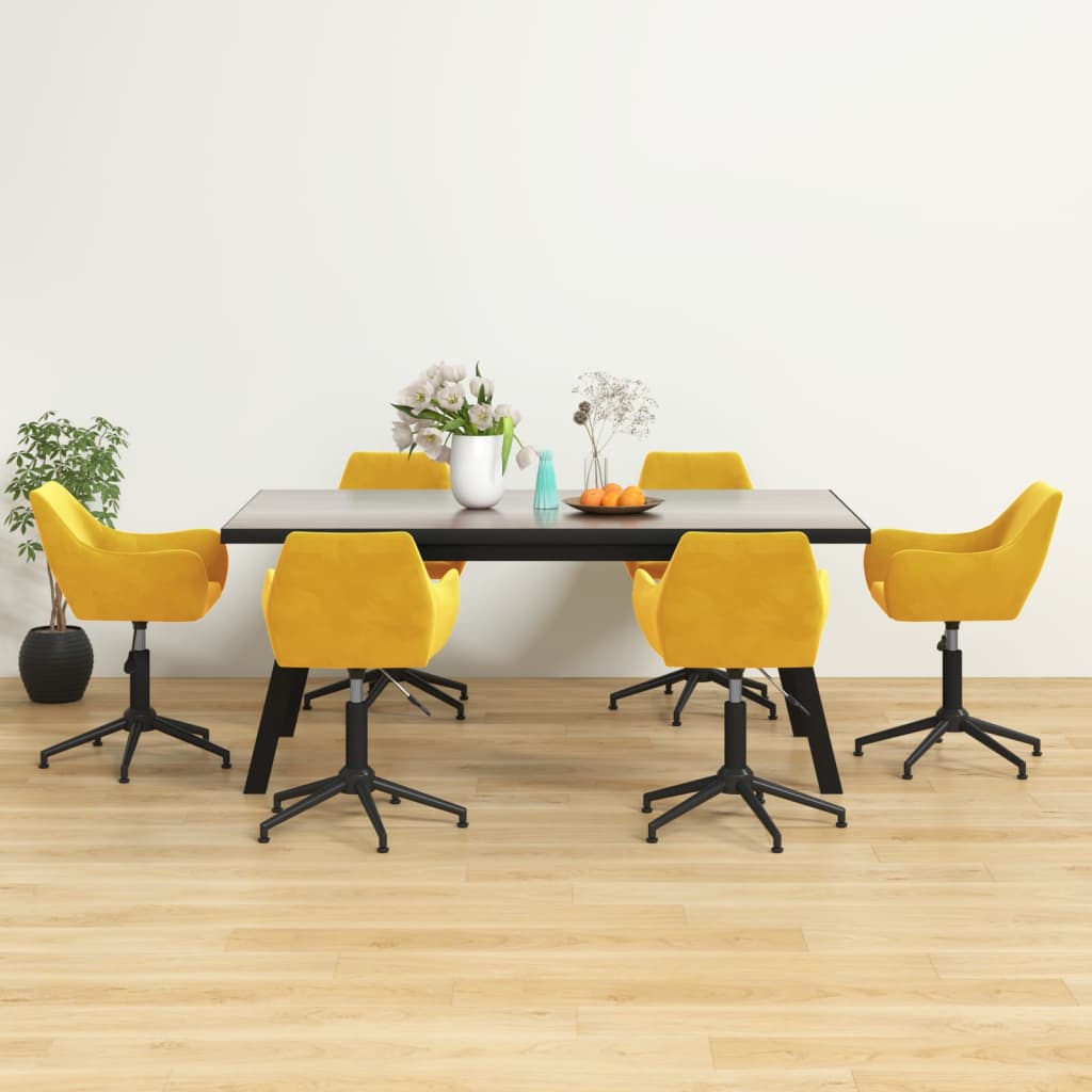 vidaXL Cadeiras de jantar giratórias 6 pcs veludo amarelo mostarda