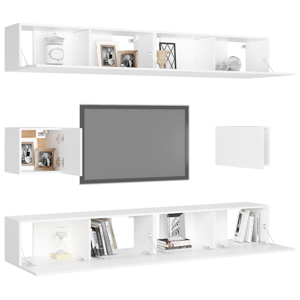 vidaXL 6 pcs conjunto de móveis de TV contraplacado branco