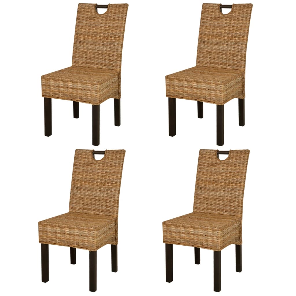 vidaXL Cadeiras de jantar 4 pcs vime kubu e madeira de mangueira