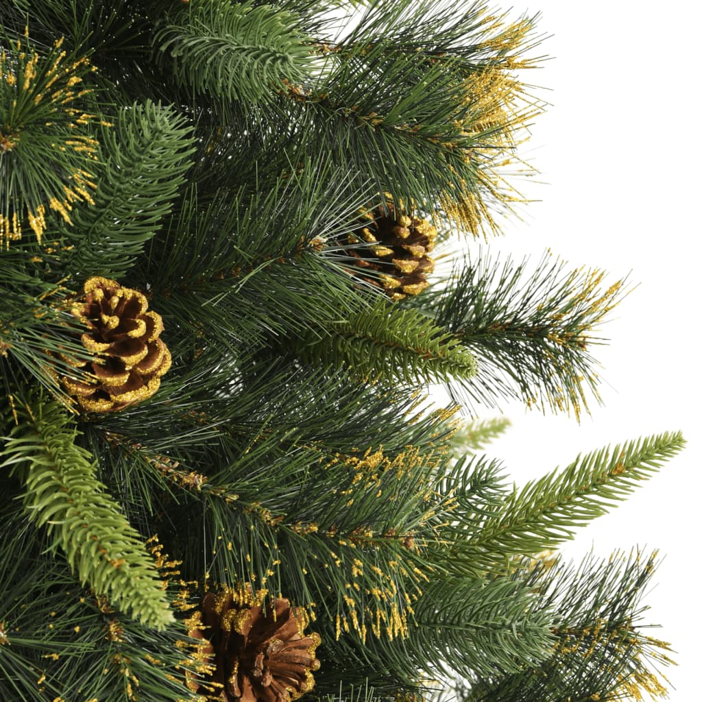 vidaXL Árvore de Natal artificial articulada com pinhas 210 cm