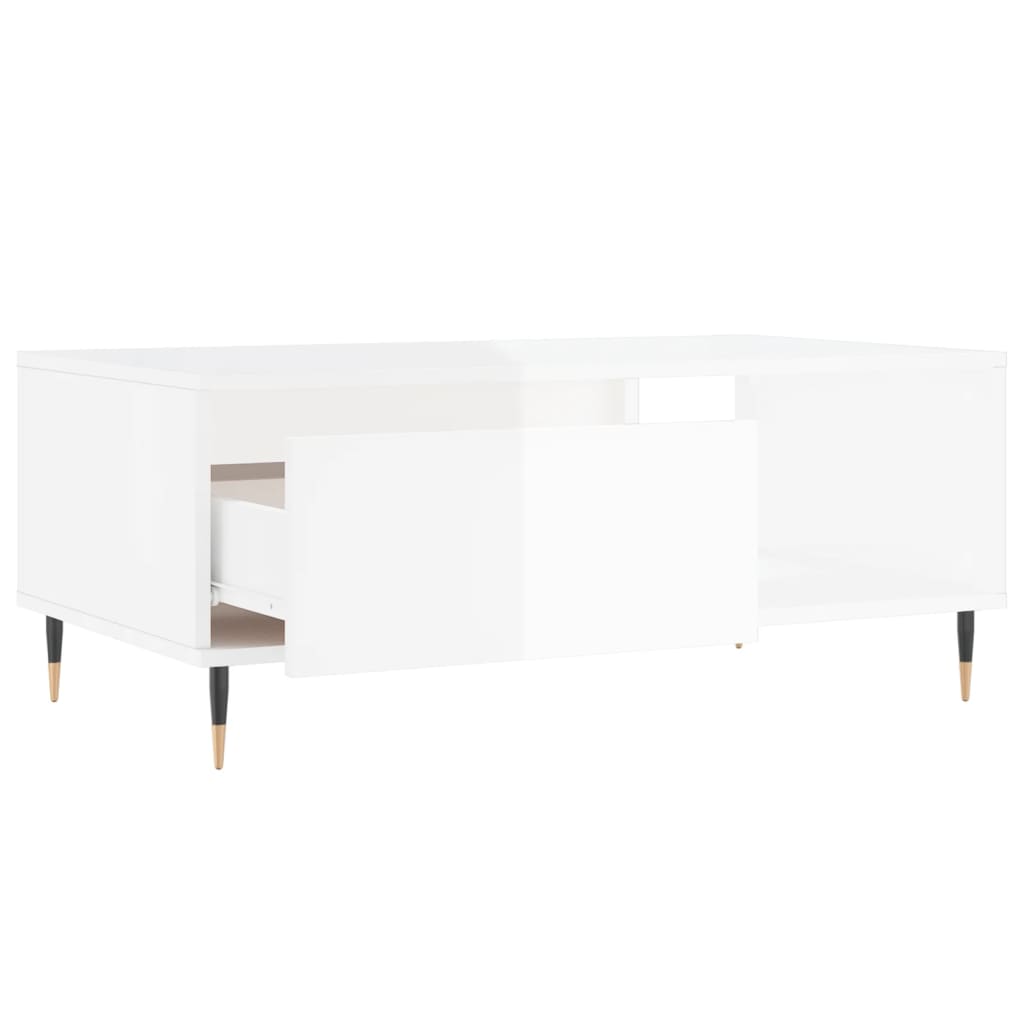 vidaXL Mesa de centro 90x50x36,5 cm derivados madeira branco brilhante