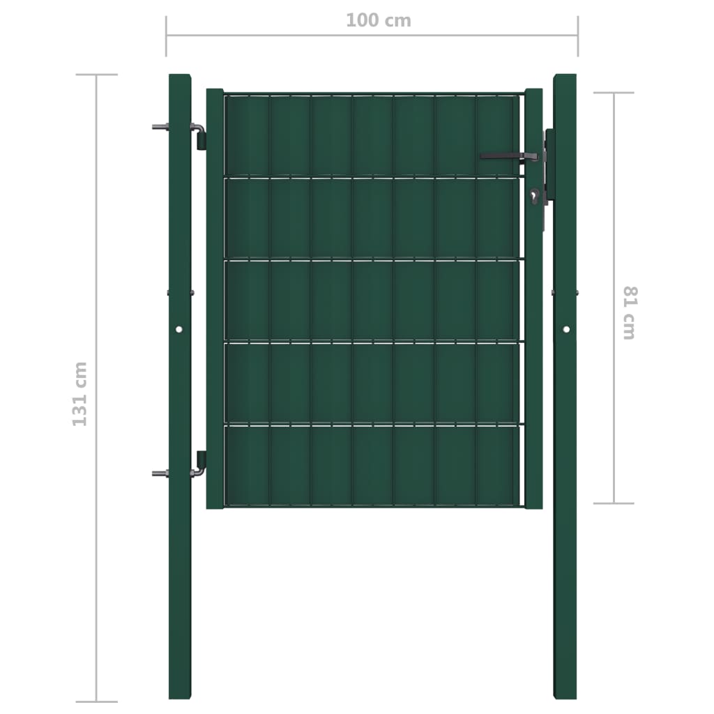 vidaXL Portão de cerca 100x81 cm PVC e aço verde