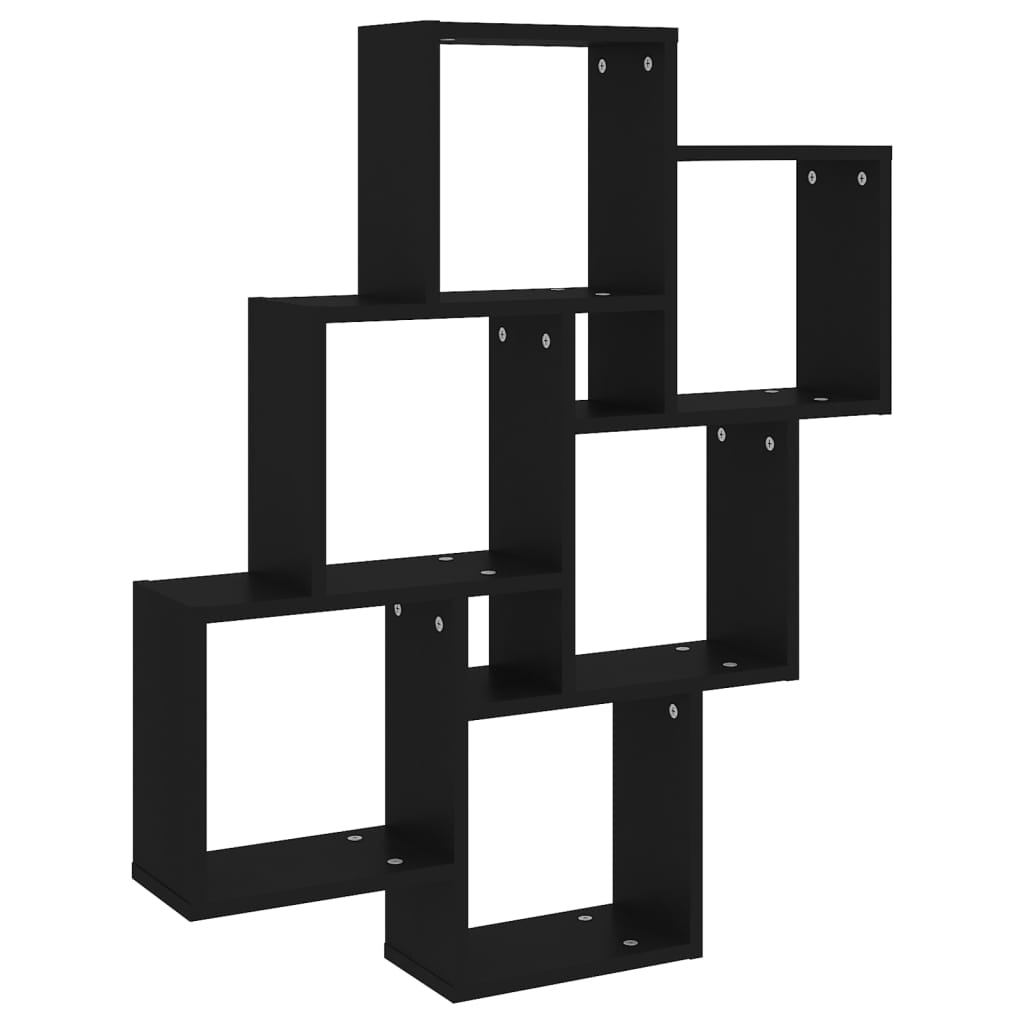 vidaXL Estante de parede cúbica 78x15x93 cm contraplacado preto