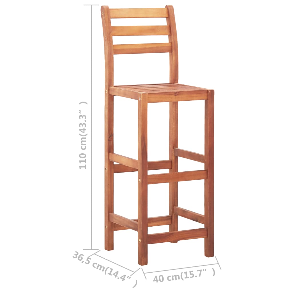 vidaXL Cadeiras de bar 4 pcs madeira de acácia maciça