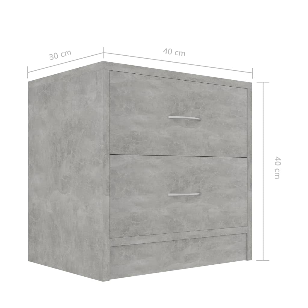 vidaXL Mesa de cabeceira 40x30x40 cm contraplacado cinzento cimento