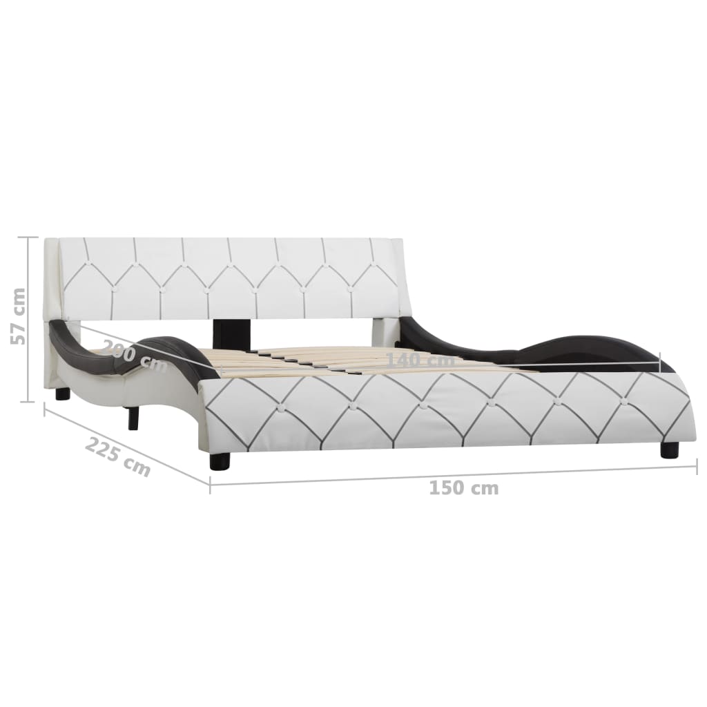 vidaXL Estrutura de cama 140x200 cm couro artificial branco e preto