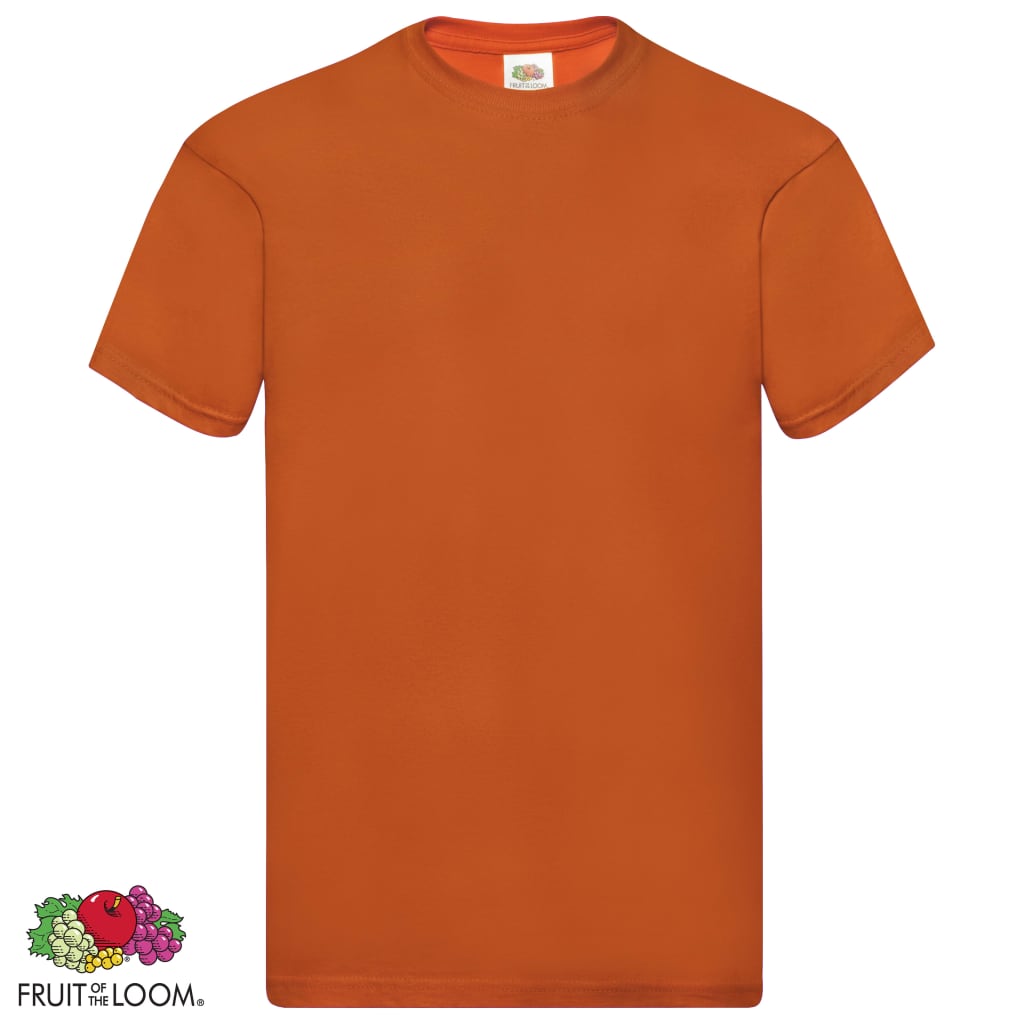 Fruit of the Loom T-shirts originais 5 pcs algodão L laranja