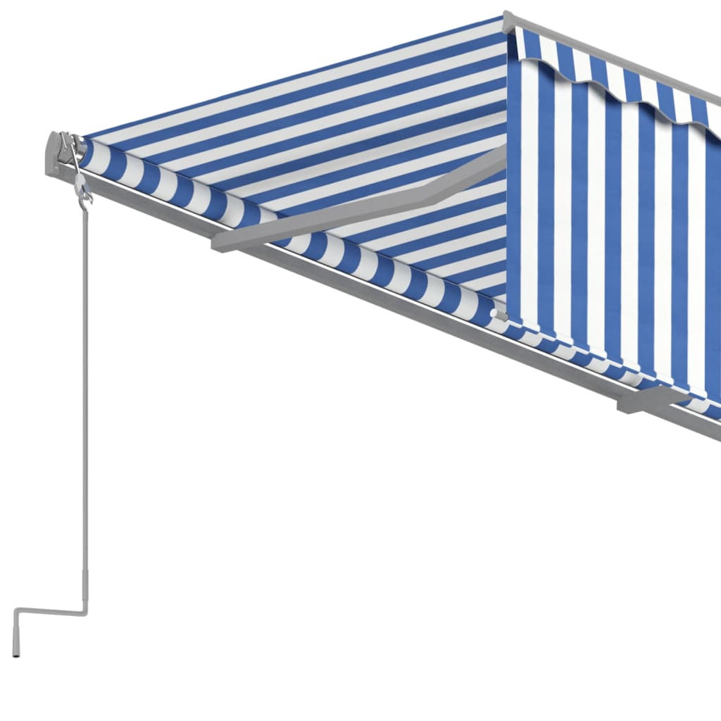 vidaXL Toldo retrátil manual com estore 4,5x3 m azul e branco