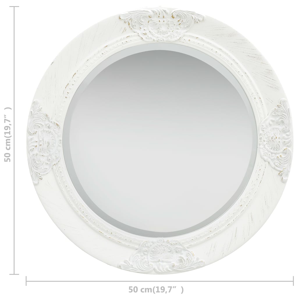 vidaXL Espelho de parede estilo barroco 50 cm branco