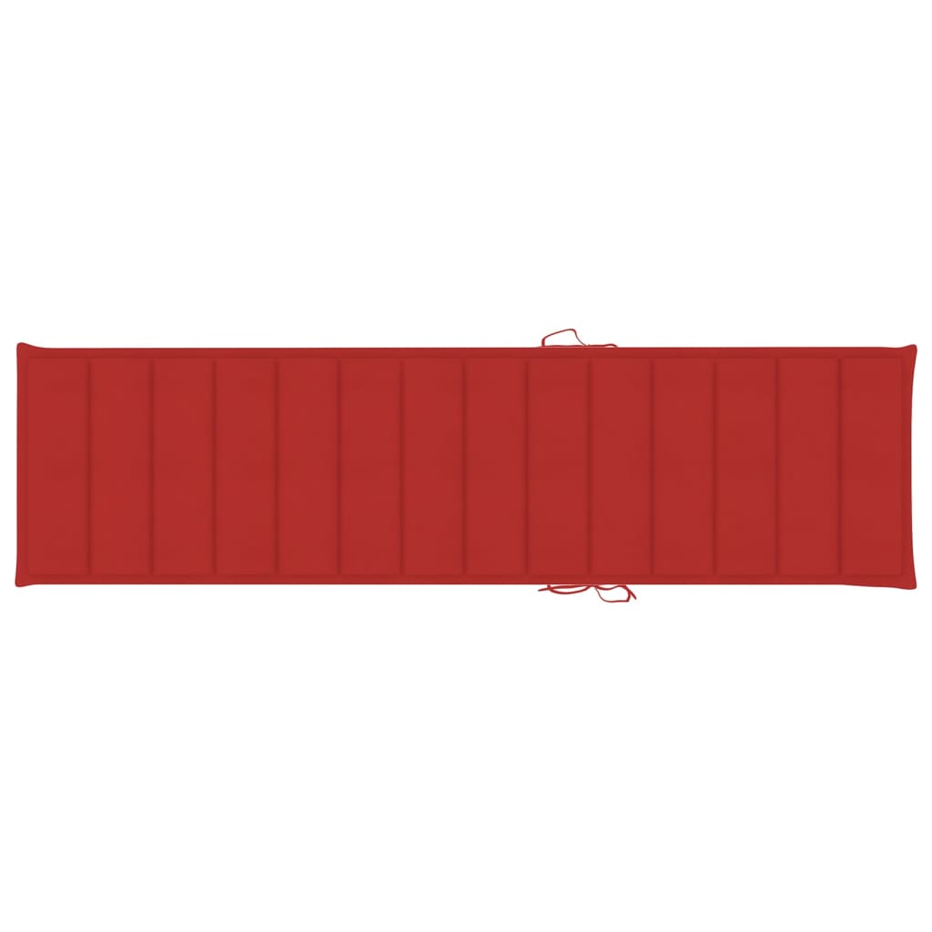 vidaXL Espreguiçadeiras 2 pcs com almofadão vermelho teca maciça