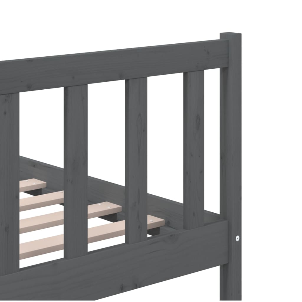 vidaXL Estrutura de cama king 150x200 cm madeira maciça cinzento