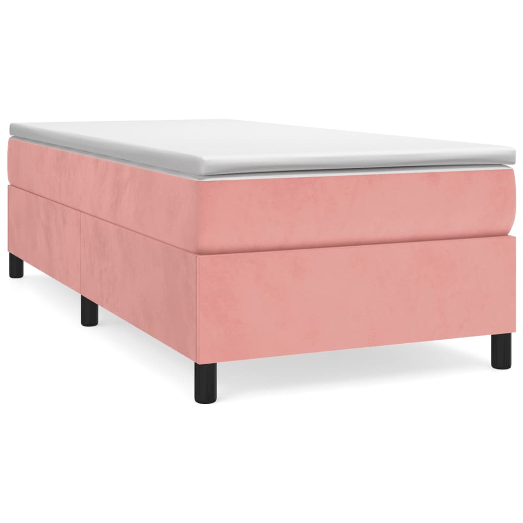 vidaXL Estrutura de cama com molas 90x190 cm veludo rosa