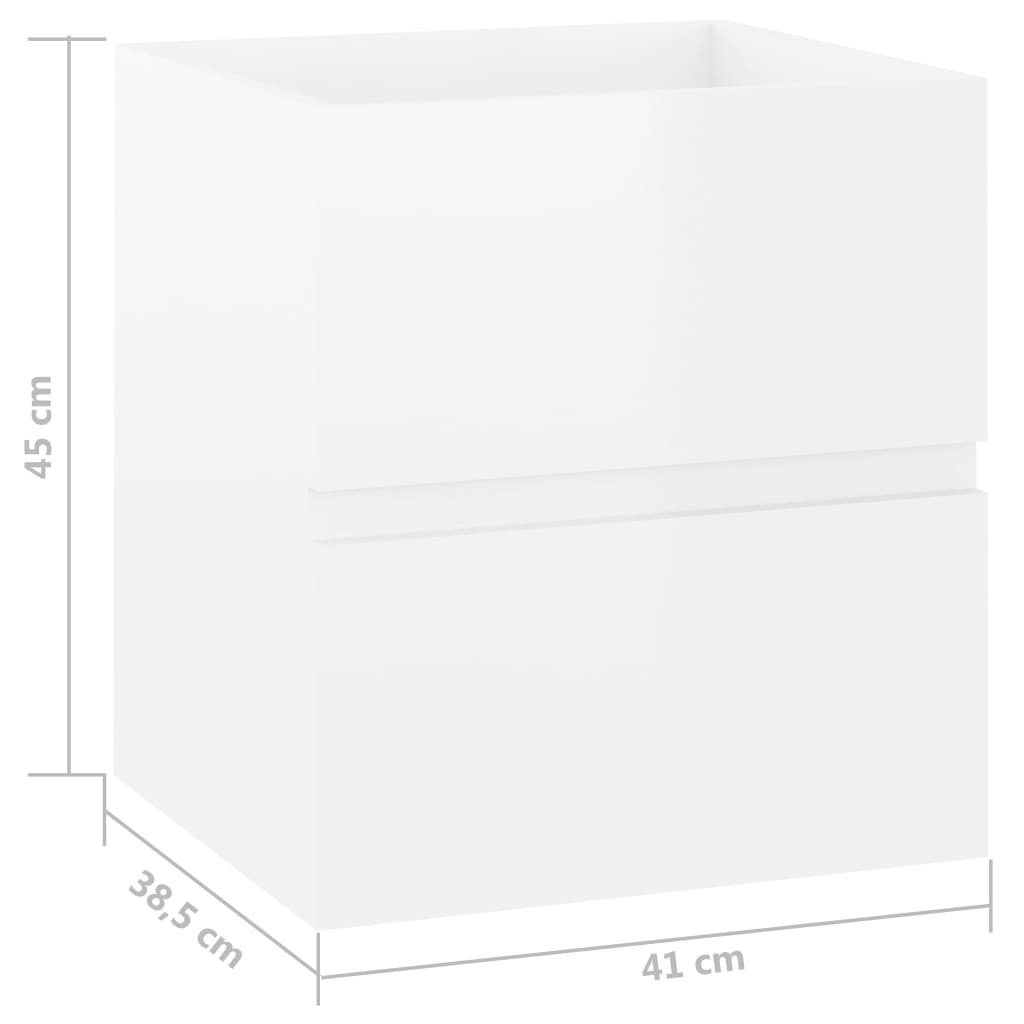 vidaXL Armário lavatório 41x38,5x45 cm contraplacado branco brilhante