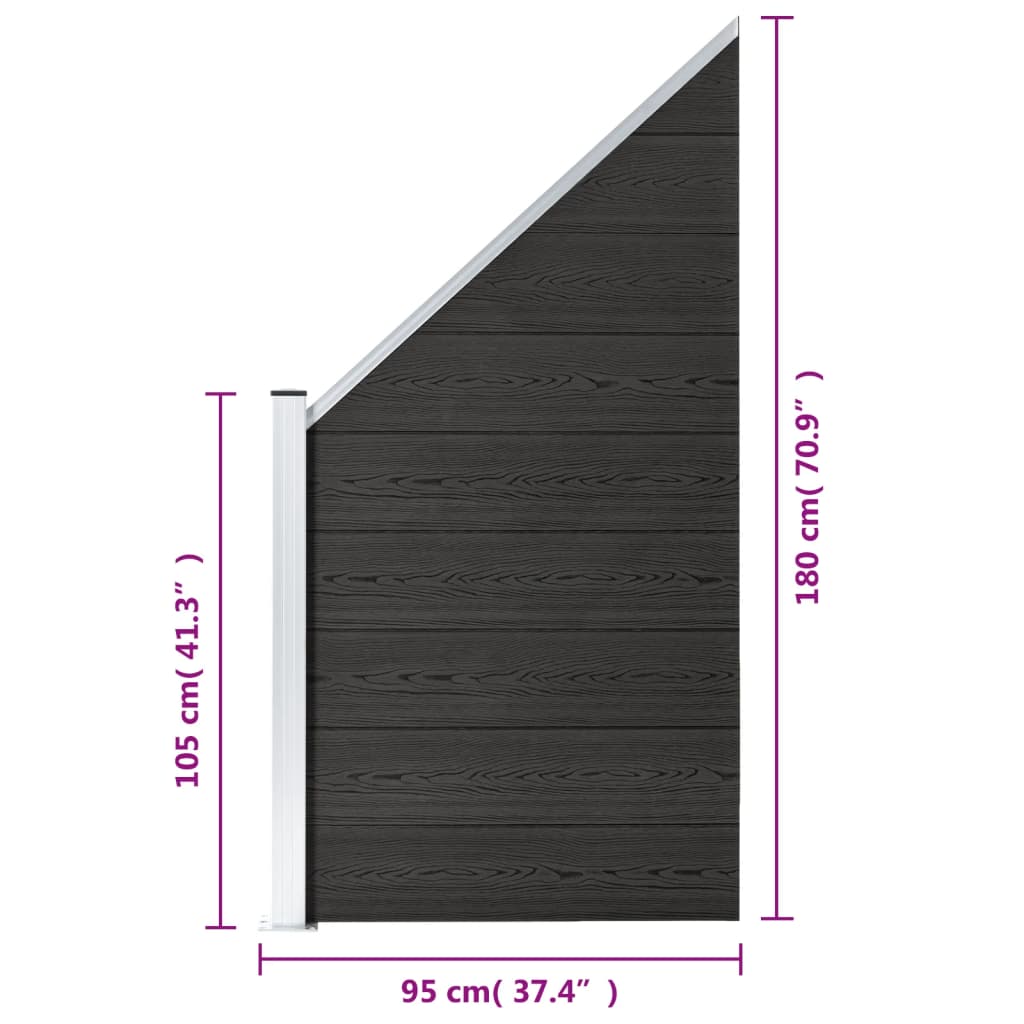 vidaXL Painel de vedação 95x(105-180) cm WPC cinzento