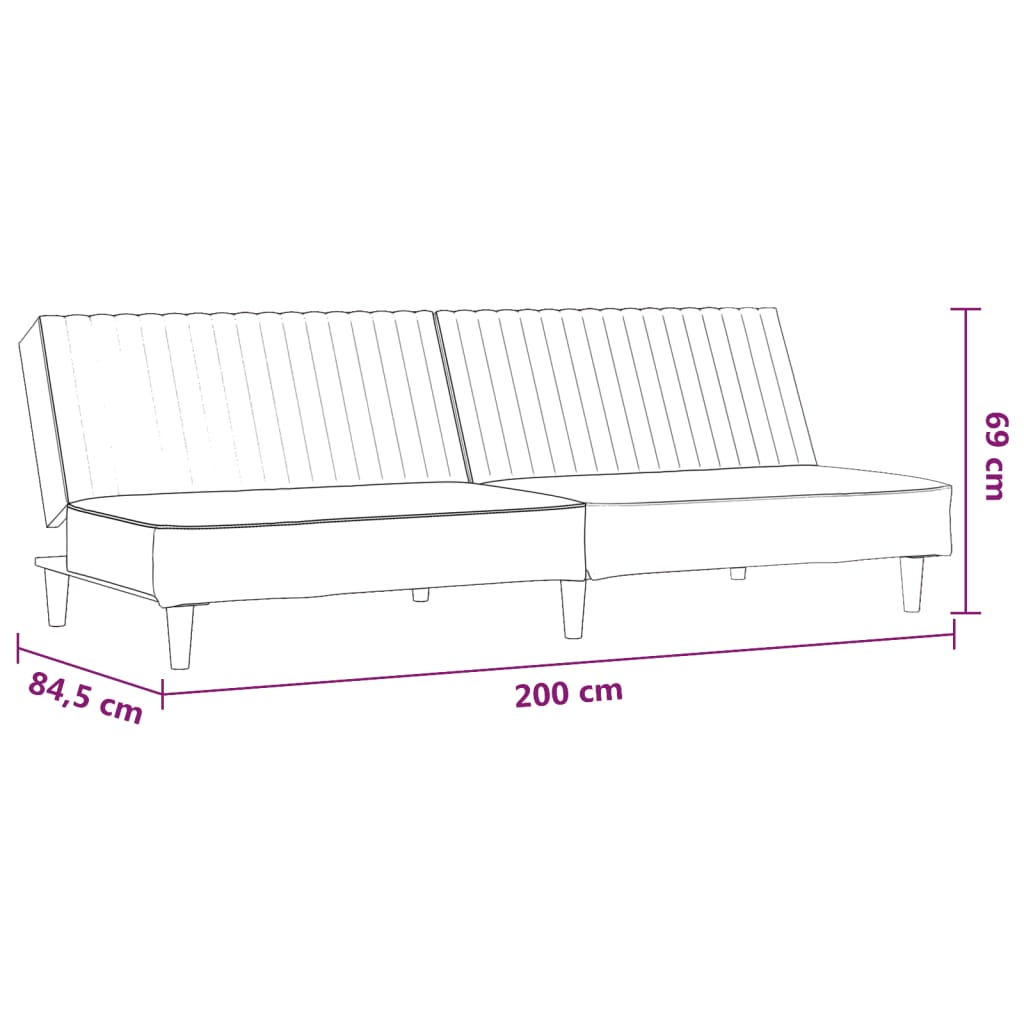 vidaXL Sofá-cama de 2 lugares couro artificial preto