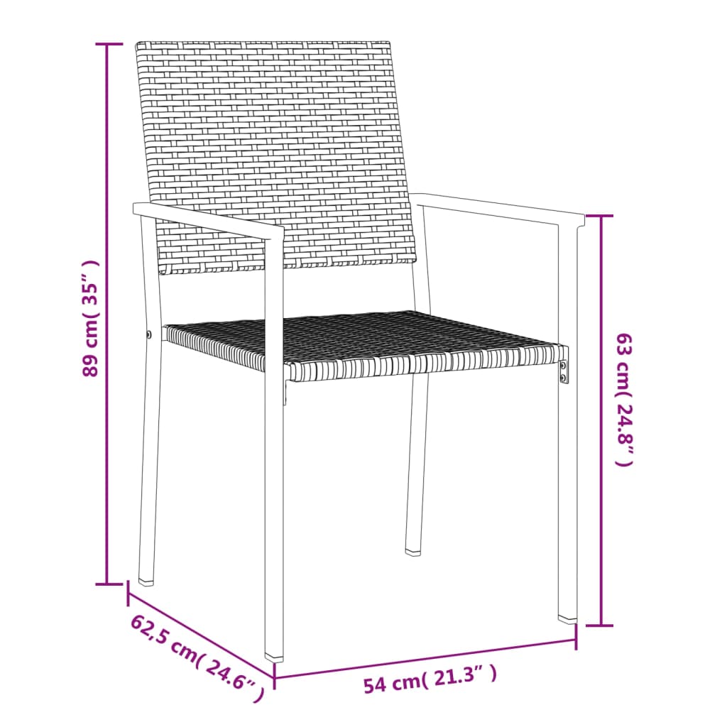 vidaXL Cadeiras jardim 4 pcs 54x62,5x89 cm vime PE preto