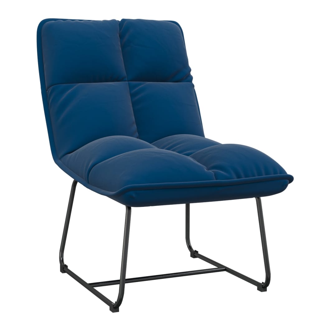 vidaXL Cadeira de lazer com estrutura de metal veludo azul