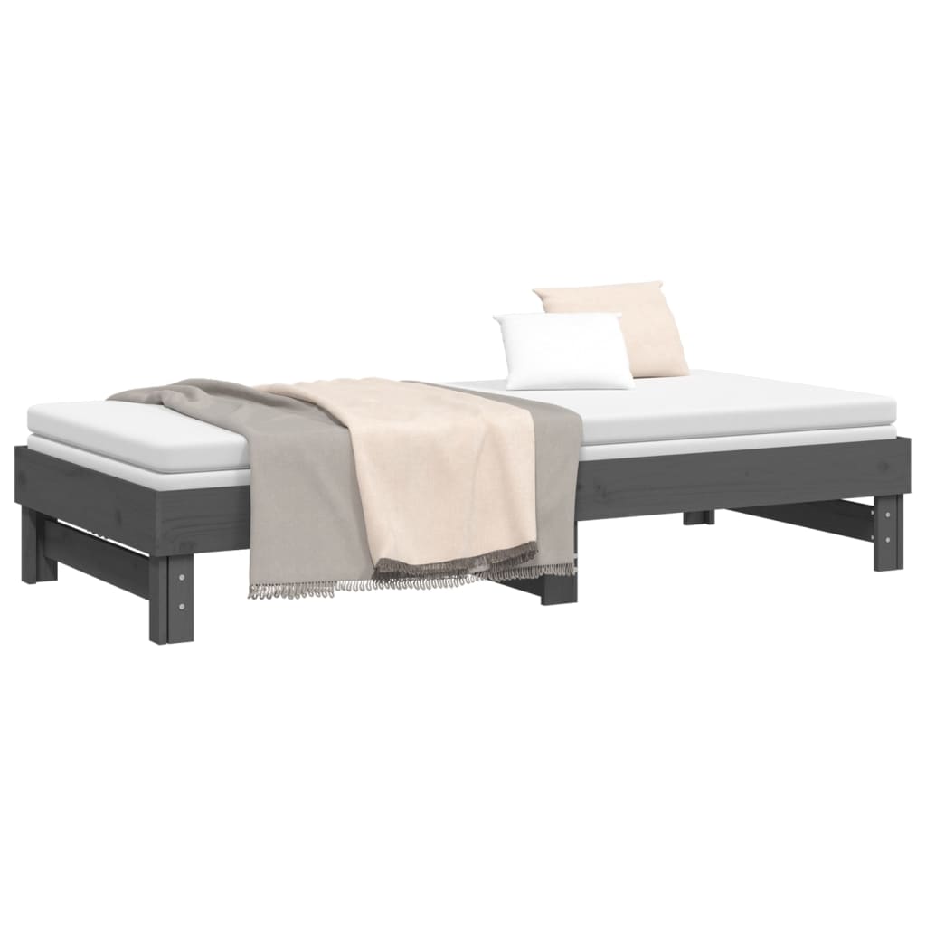 vidaXL Sofá-cama de puxar 2x(80x200) cm pinho maciço cinza