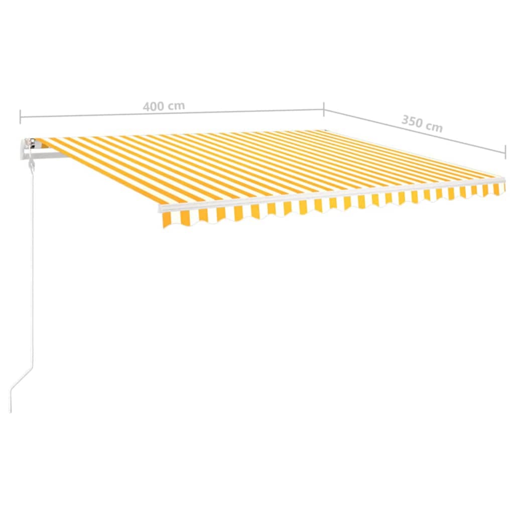 vidaXL Toldo retrátil manual com luzes LED 4x3,5 m amarelo e branco