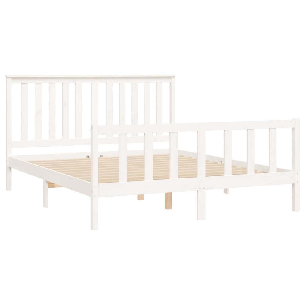 vidaXL Estrutura de cama com cabeceira 160x200 cm pinho maciço branco