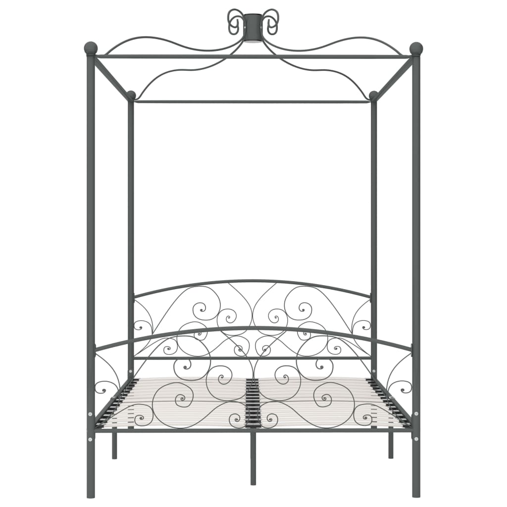 vidaXL Estrutura de cama com dossel 140x200 cm metal cinzento
