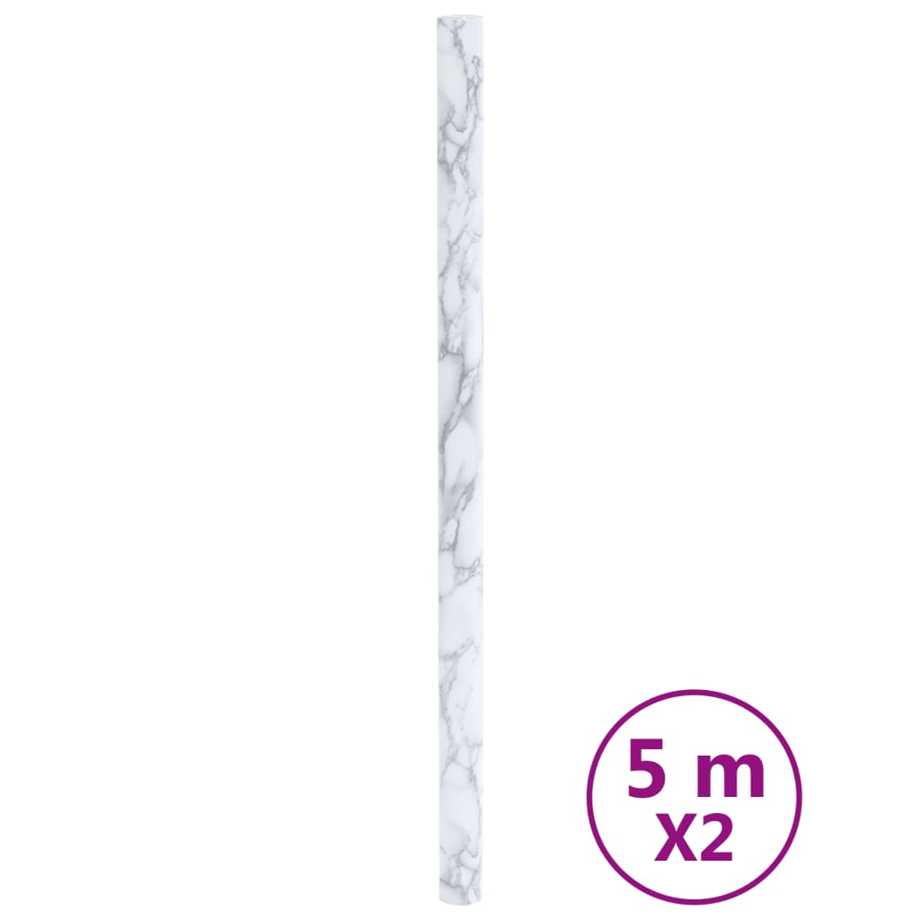vidaXL Autocolantes para móveis 90x500 cm PVC branco mármore