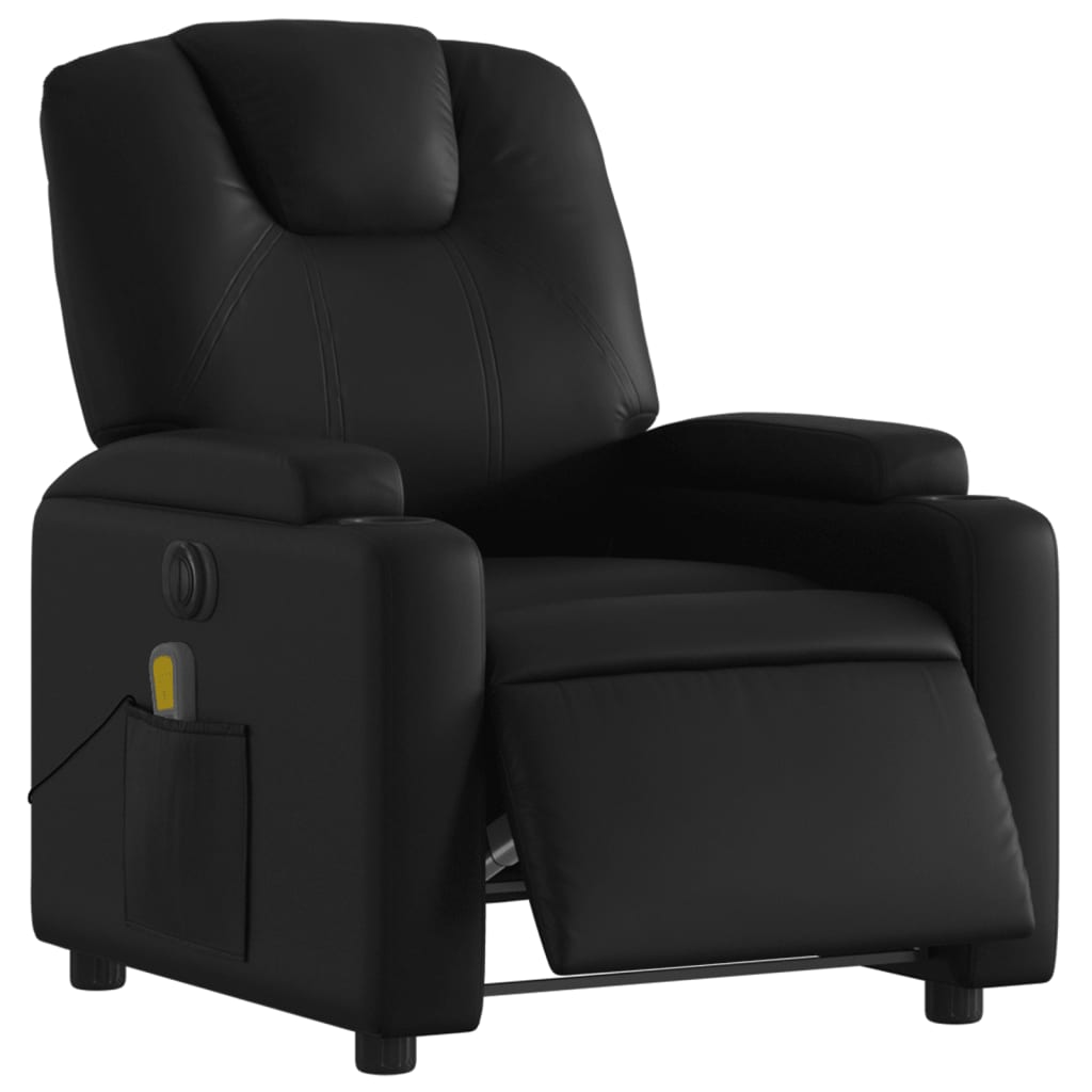 vidaXL Poltrona massagens reclinável elétrica couro artificial preto