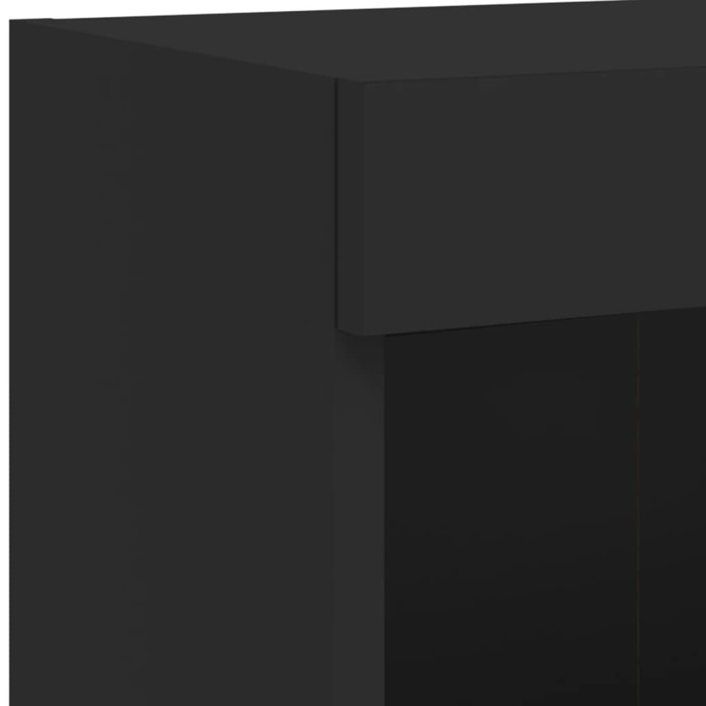 vidaXL 4 pcs móveis de parede p/ TV c/ LEDs derivados de madeira preto