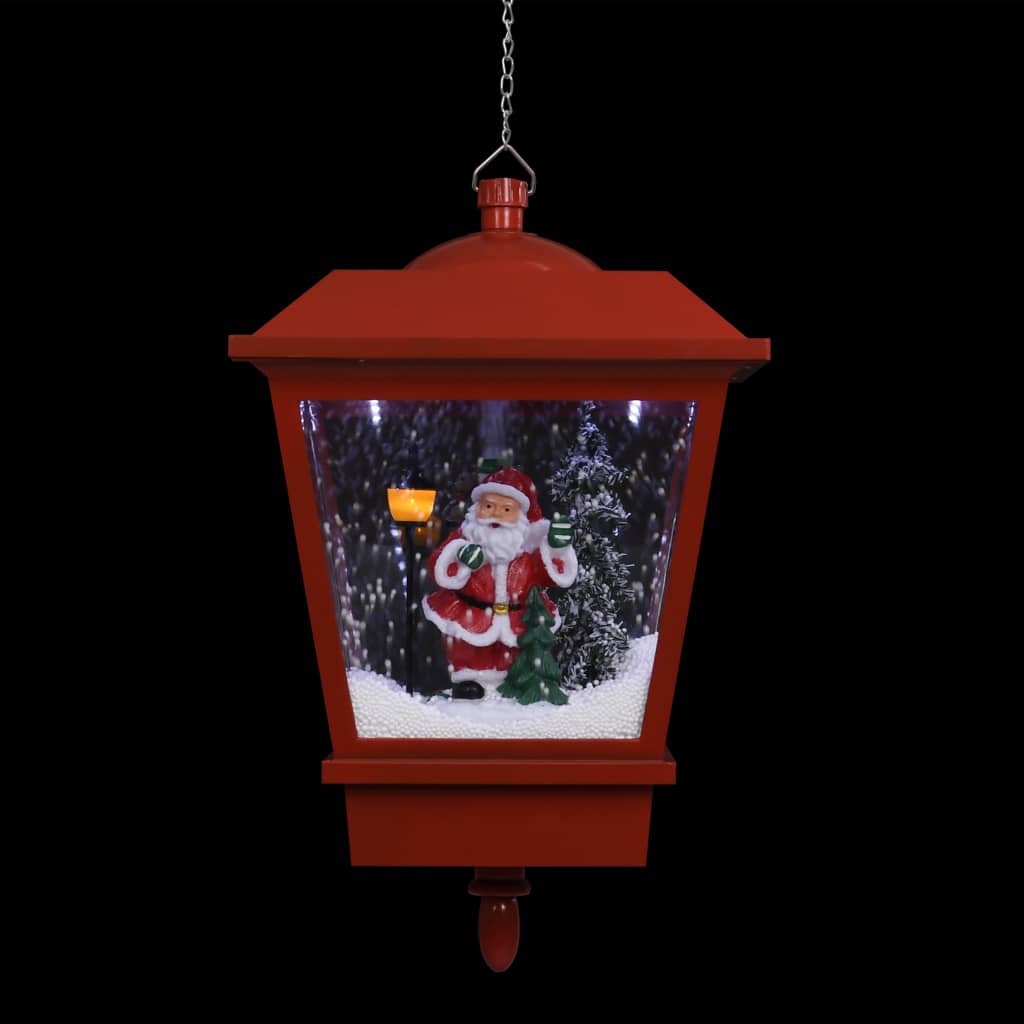 vidaXL Candeeiro de teto c/ luzes LED e Pai Natal 27x27x45 cm vermelho