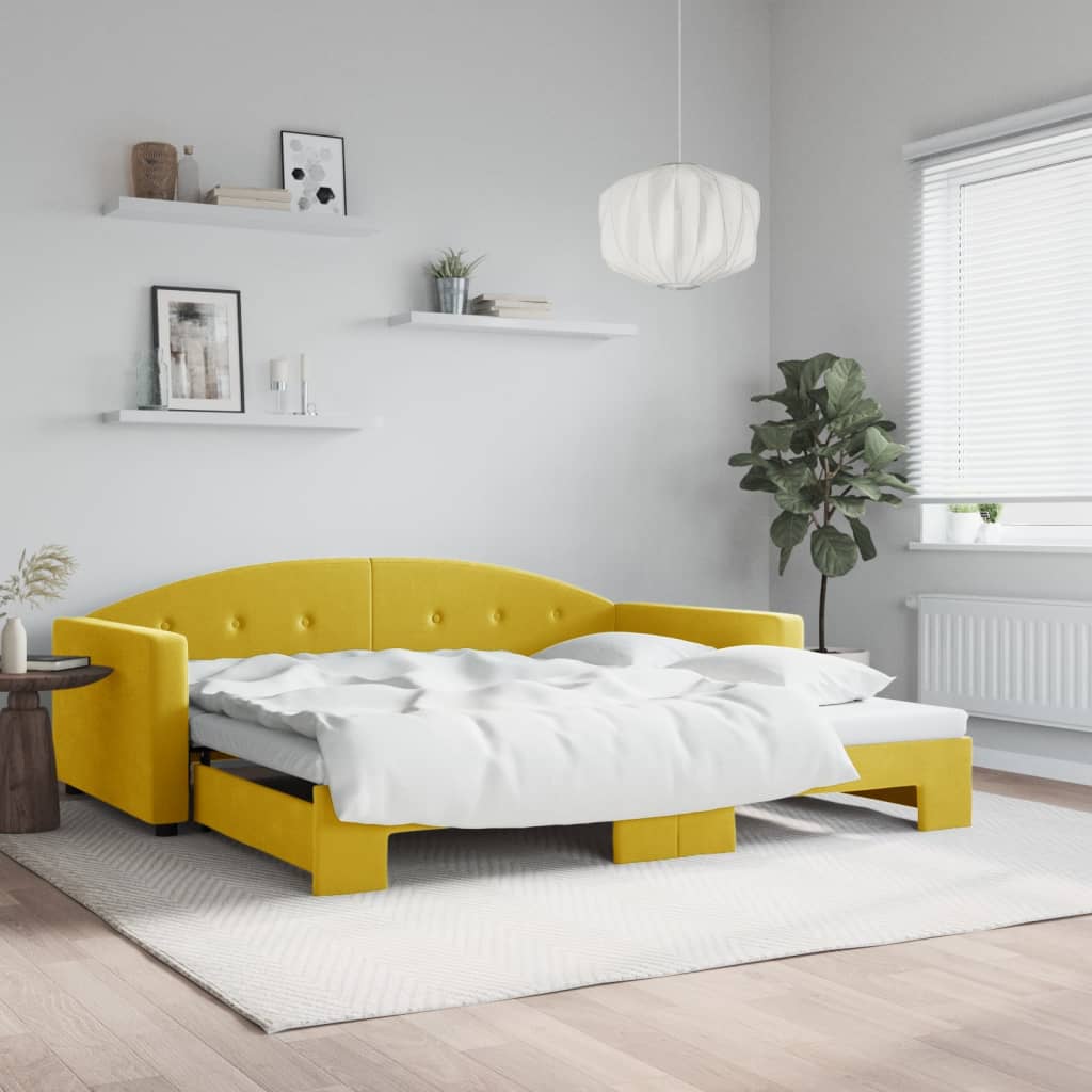 vidaXL Sofá-cama com gavetão 100x200 cm veludo amarelo
