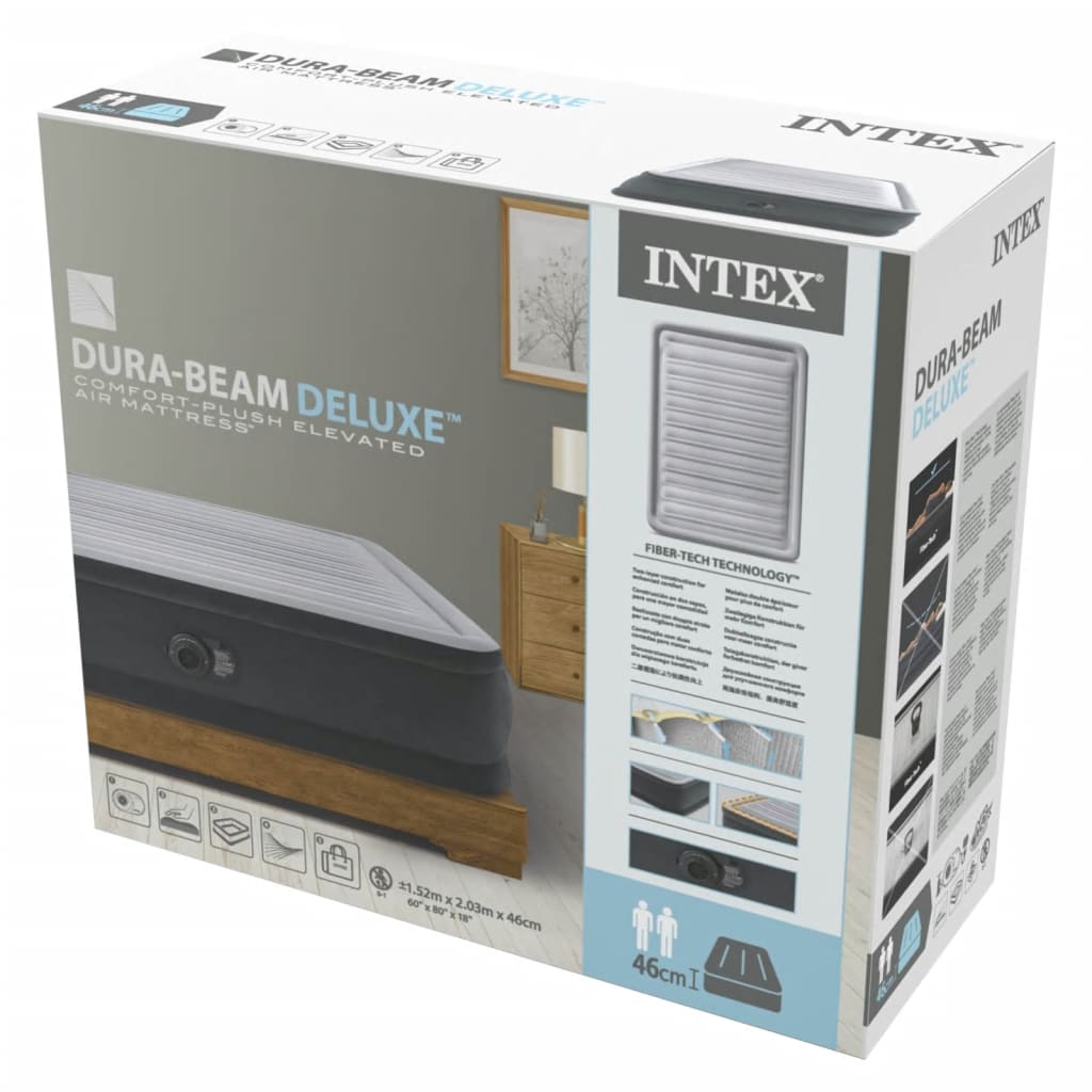 Intex Colchão de ar queen Dura-Beam Deluxe Comfort Plush 152x203x46 cm