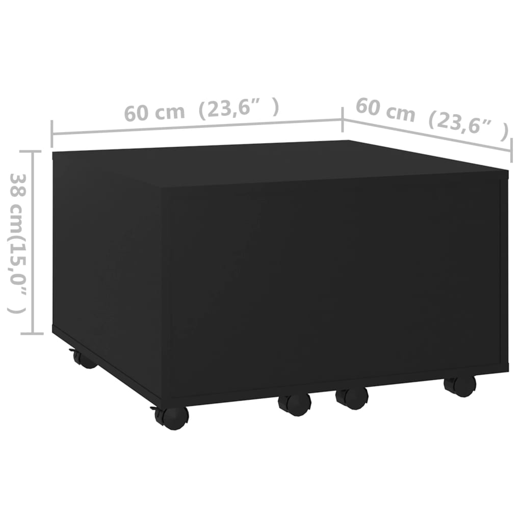 vidaXL Mesa de centro 60x60x38 cm contraplacado preto