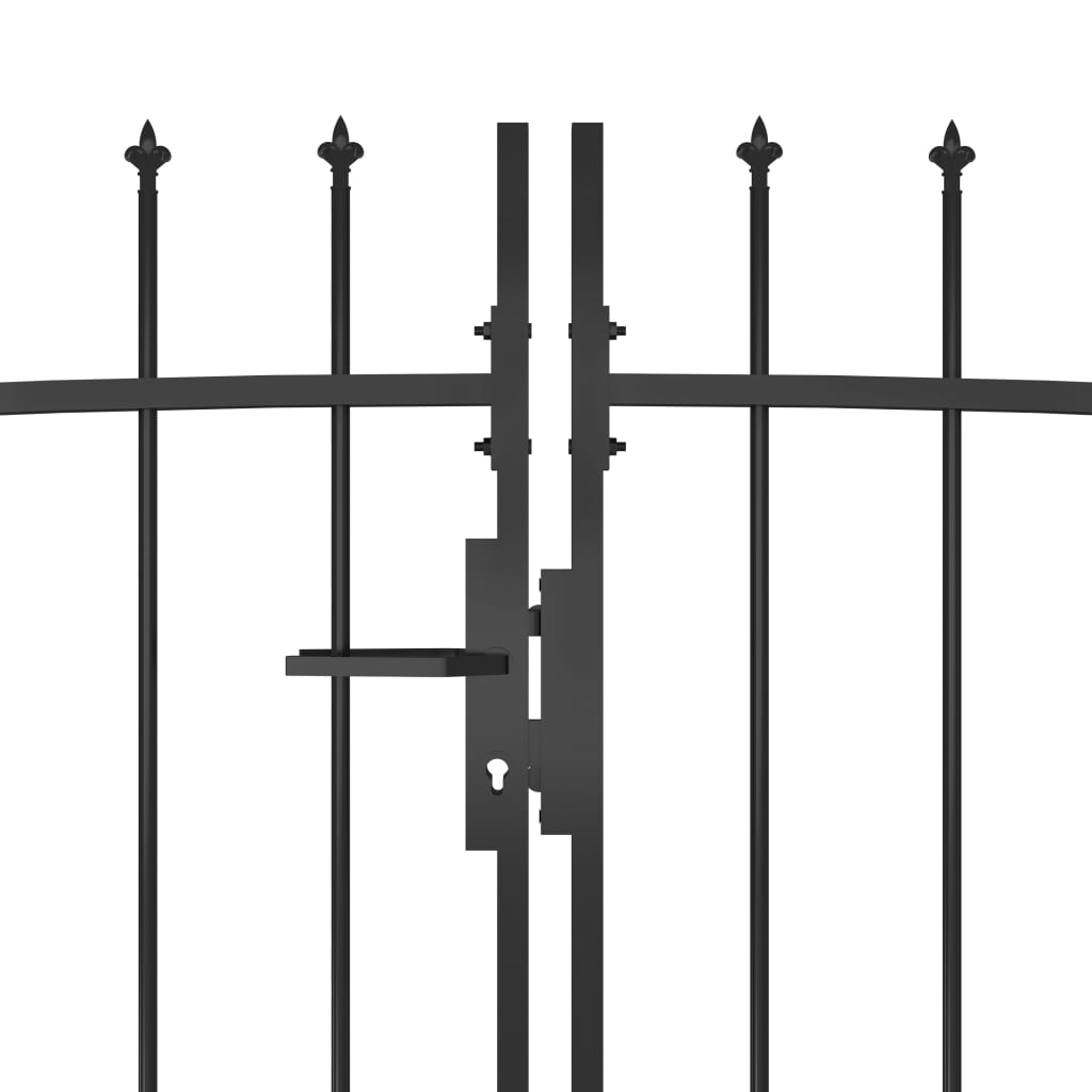 vidaXL Portão p/ cerca de jardim com topo em lanças 5x1,5 m aço preto