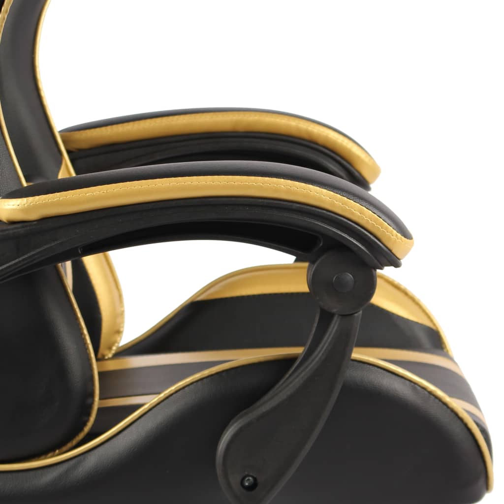 vidaXL Cadeira estilo corrida couro artificial preto e dourado