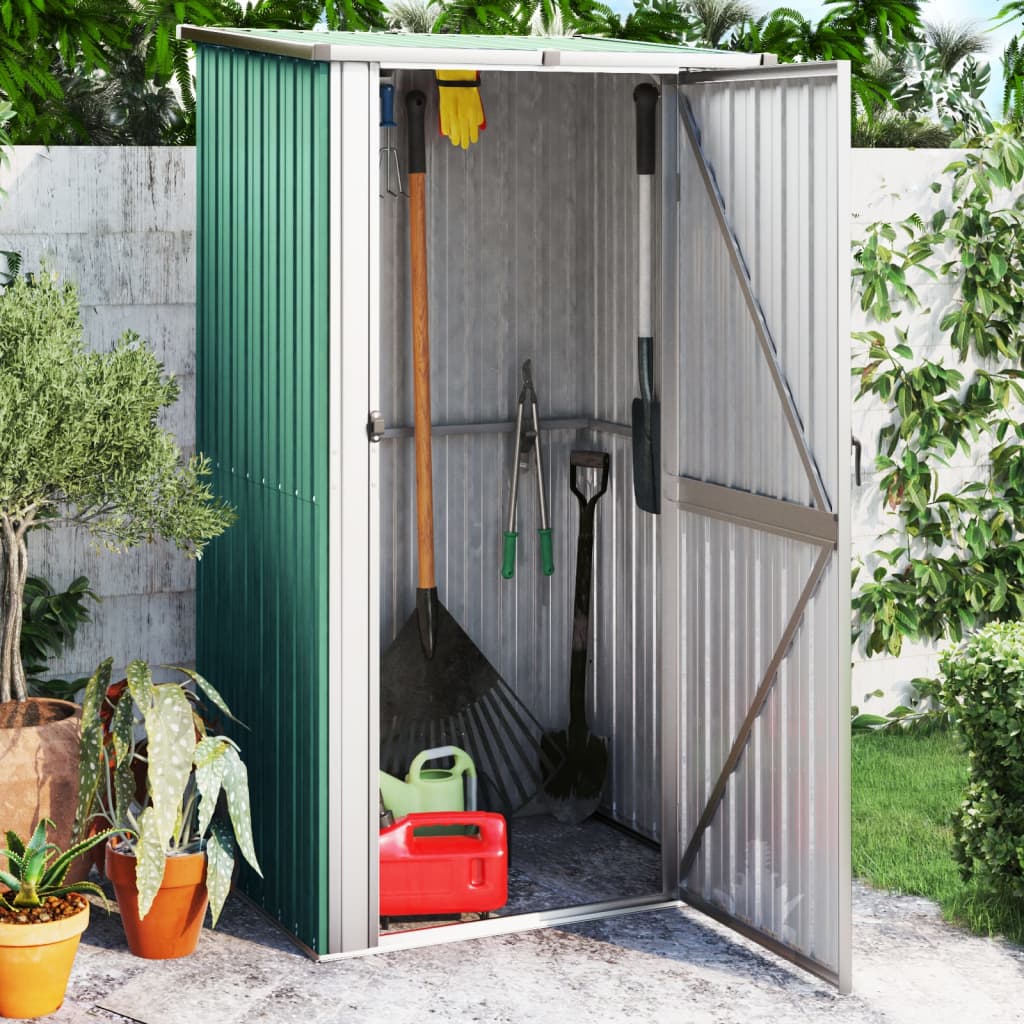 vidaXL Abrigo de jardim 118,5x97x209,5 cm aço galvanizado verde