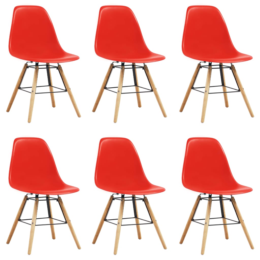 vidaXL Cadeiras de jantar 6 pcs plástico vermelho