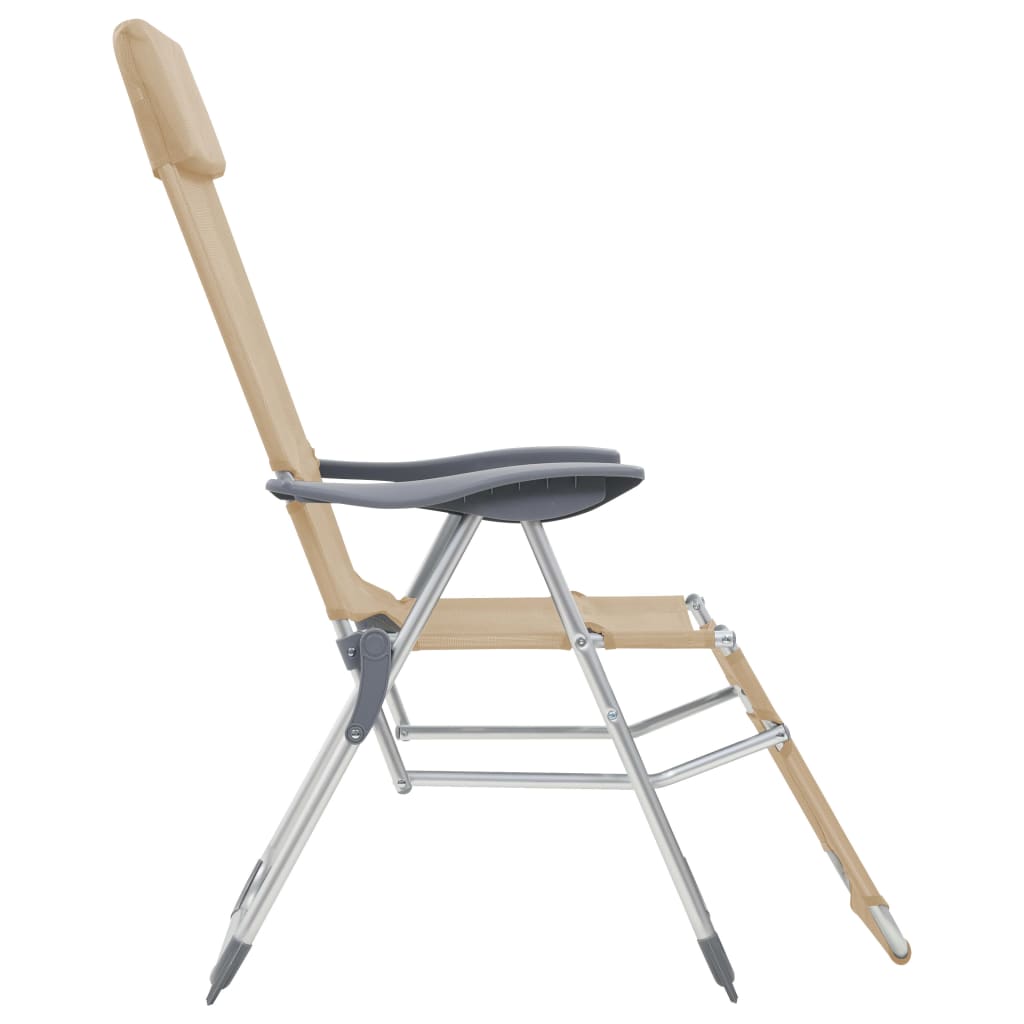 vidaXL Cadeiras campismo dobráveis c/ apoios pés 2 pcs textilene creme