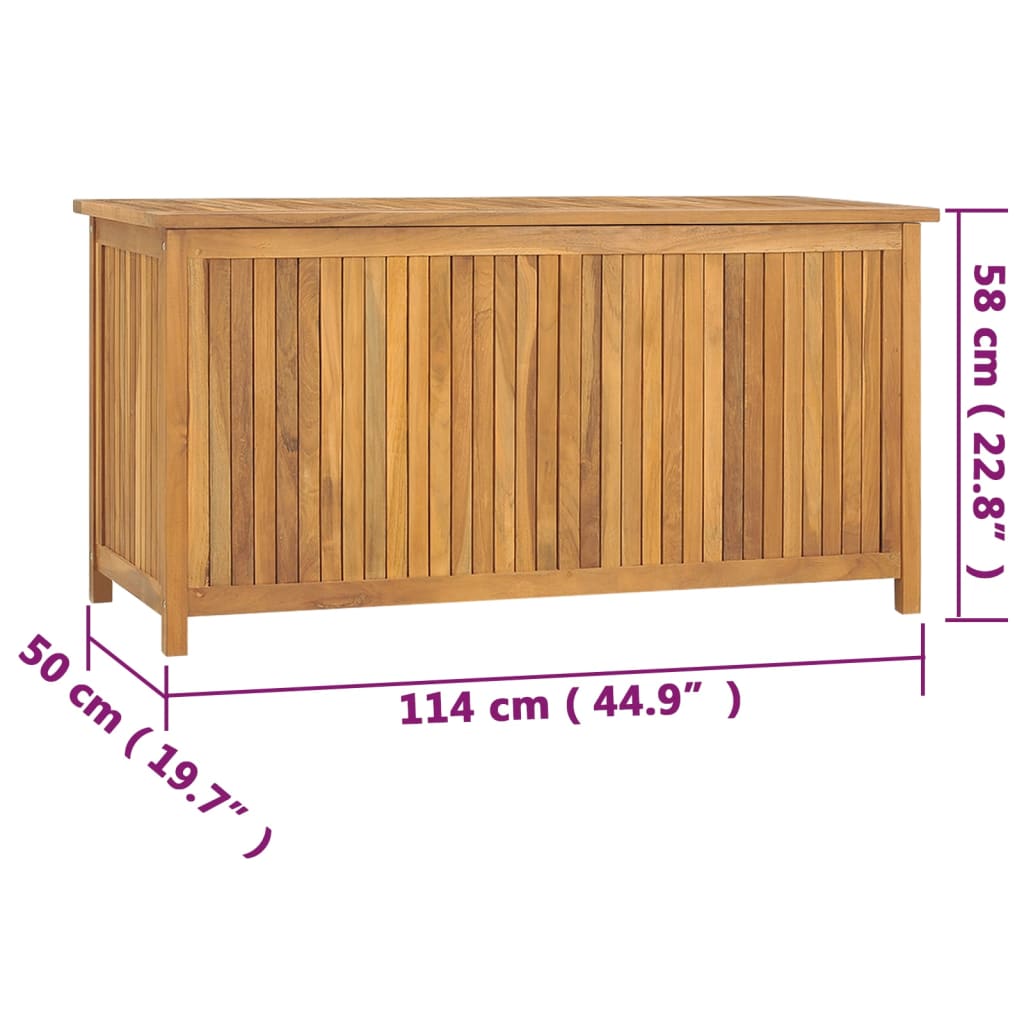 vidaXL Caixa para jardim 114x50x58 cm madeira de teca maciça