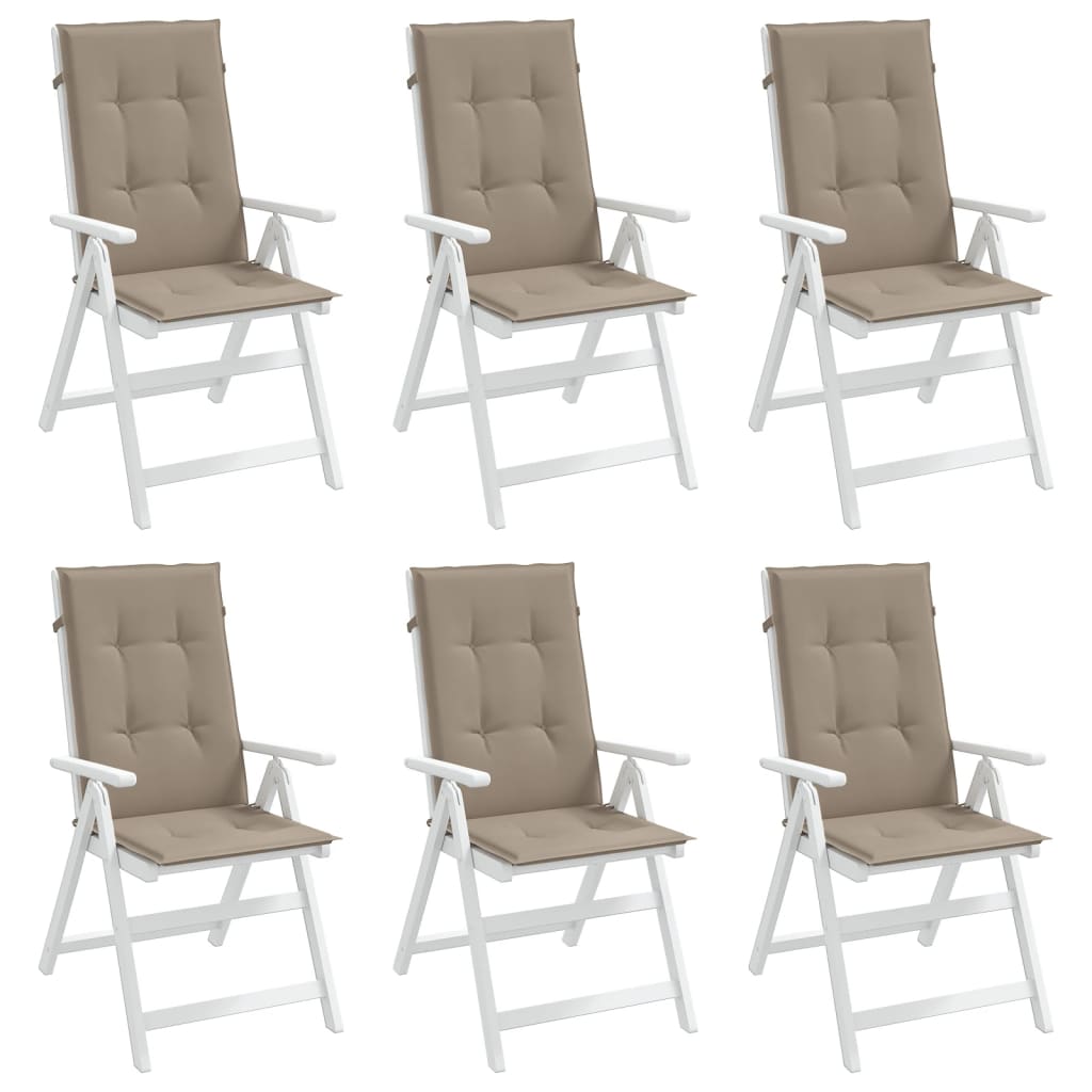 vidaXL Almofadões cadeiras altas jardim 6 pcs tecido cinza-acastanhado